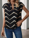 Blouse élégante à décolleté en v pour femme - motif chevron jaune, top tendance pour le quotidien et le bureau