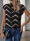 Blouse élégante à décolleté en v pour femme - motif chevron jaune, top tendance pour le quotidien et le bureau