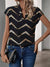 Blouse élégante à décolleté en v pour femme - motif chevron jaune, top tendance pour le quotidien et le bureau