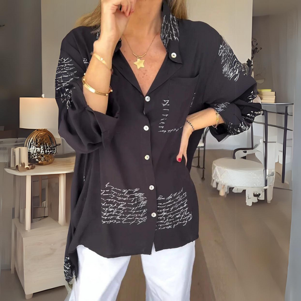 Chemise à boutons pour femmes en viscose, imprimé élégant - blouse chic pour un style sans effort