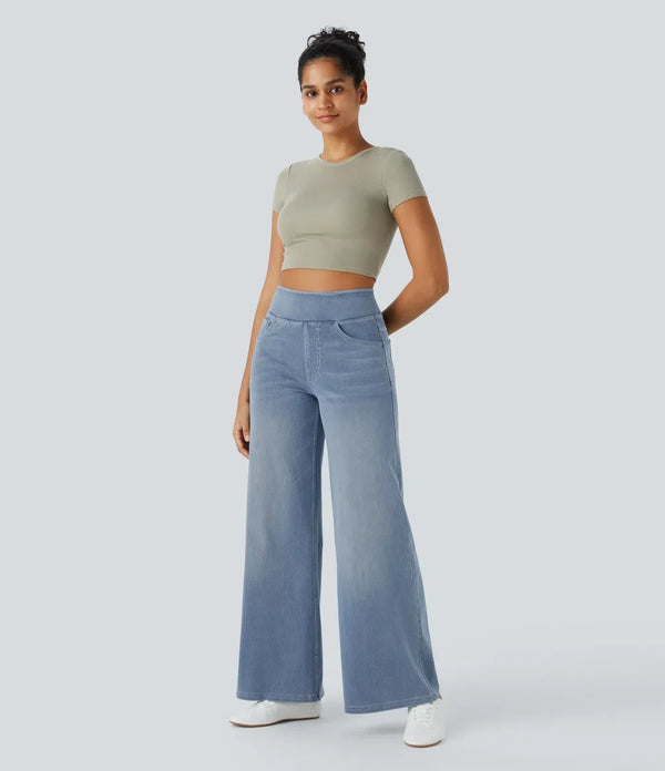 Pantalons larges femme - jeans taille haute pour sorties décontractées