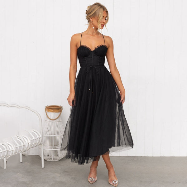 Robe midi en tulle - élégante robe de soirée pour femmes