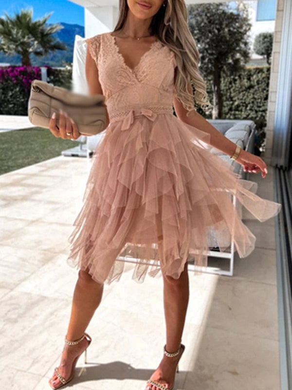 Robe en tulle à volants - robe de soirée sophistiquée pour femmes