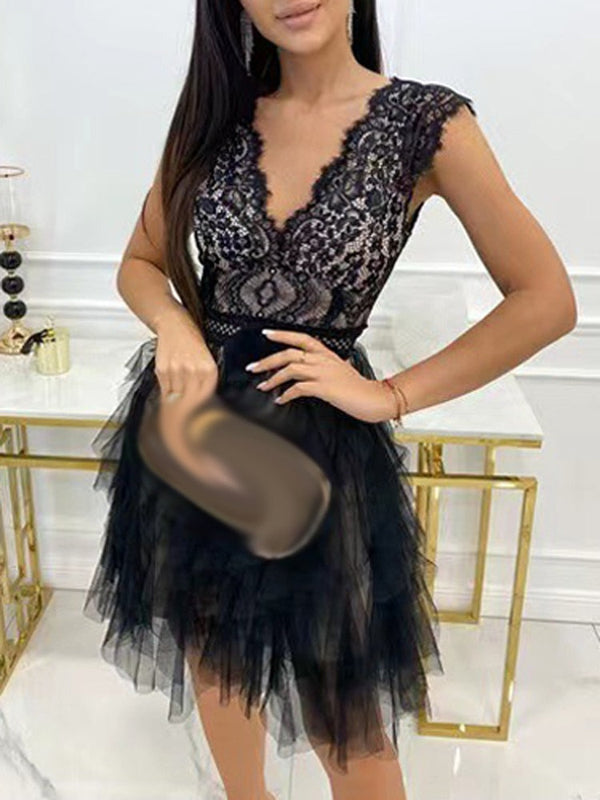 Robe en tulle à volants - robe de soirée sophistiquée pour femmes