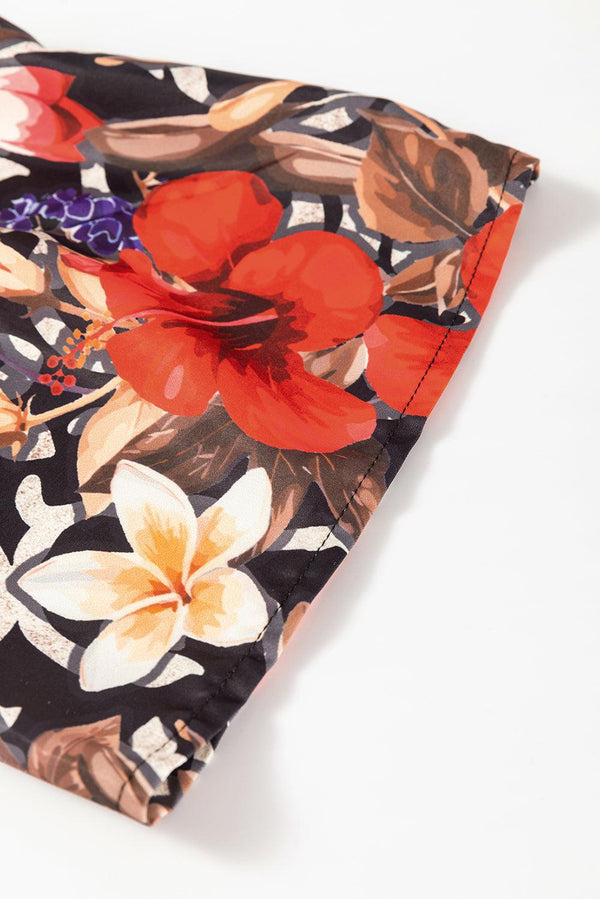 Robe mini noire élégante avec imprimé floral vintage