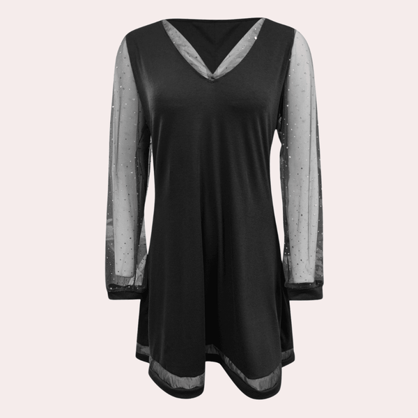 Robe noire - robe élégante pour femmes avec manches longues en voile