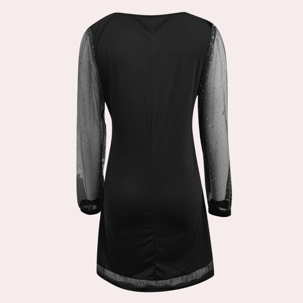 Robe noire - robe élégante pour femmes avec manches longues en voile