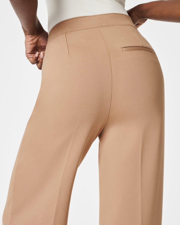 Pantalons à taille haute et jambes larges en tissu doux - ajustement polyvalent pour tenue décontractée ou de bureau