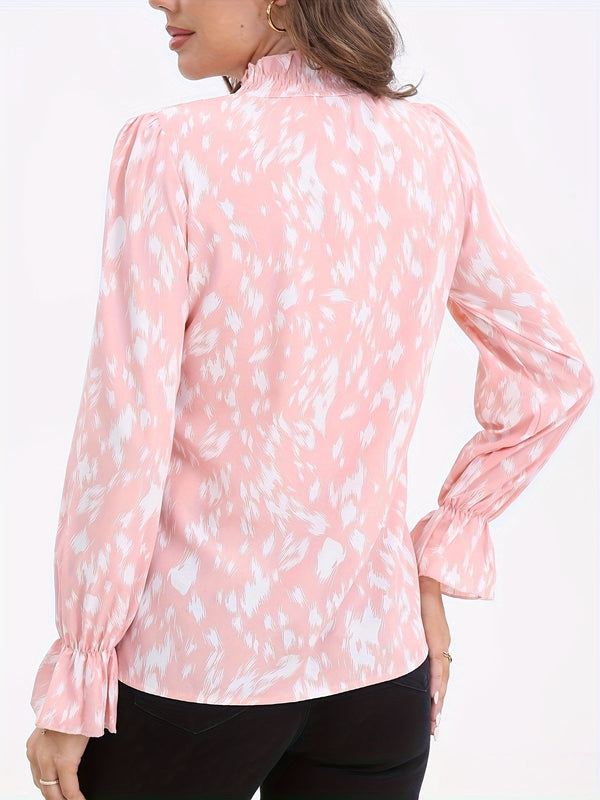 Blouse femme à manches longues avec col récupéré - élégante pour le bureau et toutes occasions