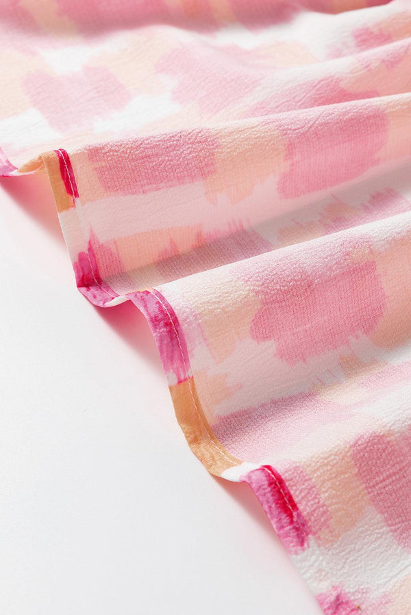 Robe mini sans manches - imprimé abstrait rose pour femme