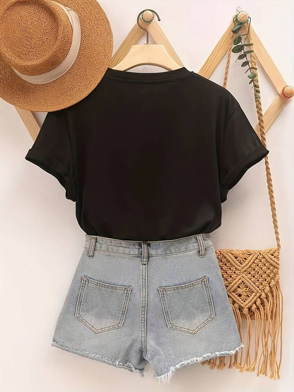 T-shirt femme coupe décontractée en tissu doux - mode quotidien casual