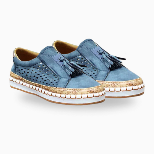 Baskets pour femmes - chaussures à enfiler stylées avec détail à pompons