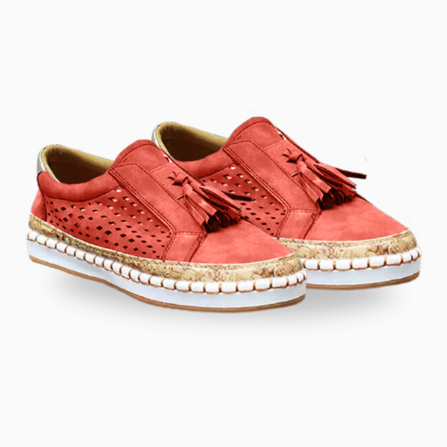 Baskets pour femmes - chaussures à enfiler stylées avec détail à pompons