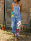 Salopettes en denim fleuries pour femmes - overalls stylés avec poches pour un usage quotidien