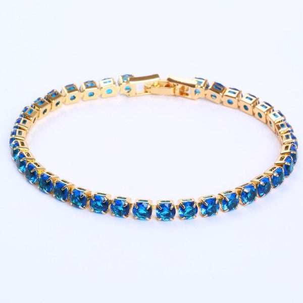 Bracelet de tennis en strass (acrylique) pour femmes - finition argentée et dorée sophistiquée