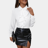 Blouse à volants pour femmes - chemise blanche à manches longues élégante