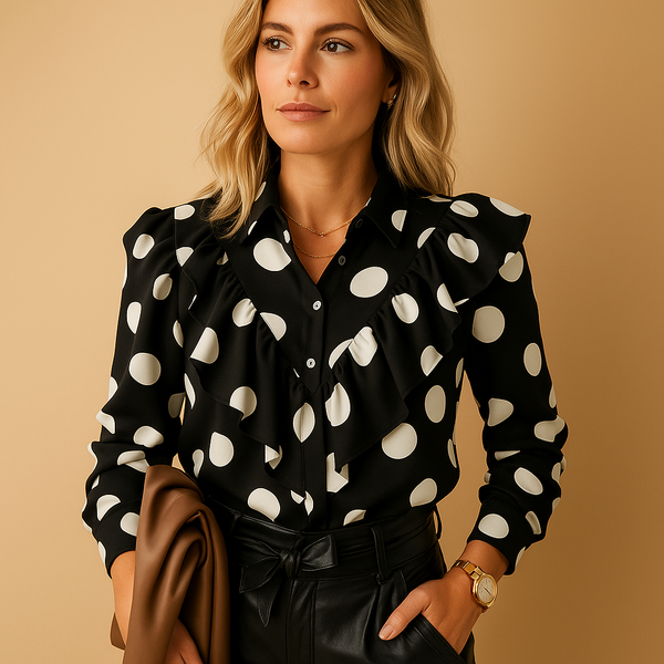 Blouse féminine à volants légère - un top chic pour le bureau