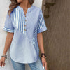 Blouse à rayures pour femmes - chemise décontractée boutonnée en bleu clair pour le quotidien