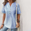 Blouse à rayures pour femmes - chemise décontractée boutonnée en bleu clair pour le quotidien