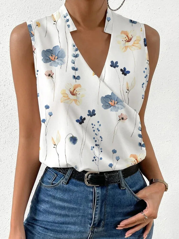 Blouse sans manches à motif floral