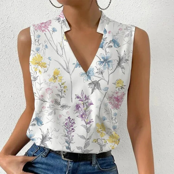 Blouse sans manches à motif floral