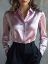 Blouse satin élégante - top féminin à manches longues