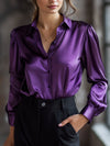 Blouse satin élégante - top féminin à manches longues