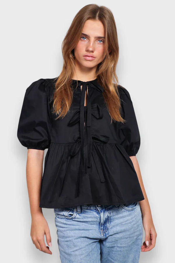 Blouse féminine chic à manches bouffantes - haut en coton léger pour un style quotidien
