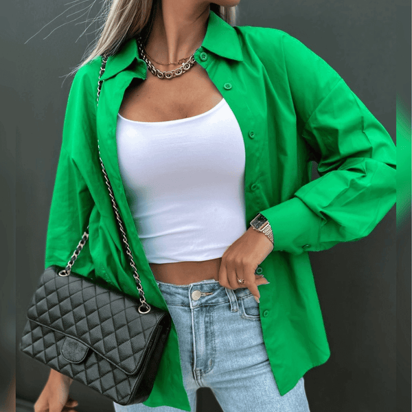 Blouse oversize en mélange de coton pour un look décontracté au quotidien – chemise ample pour femmes