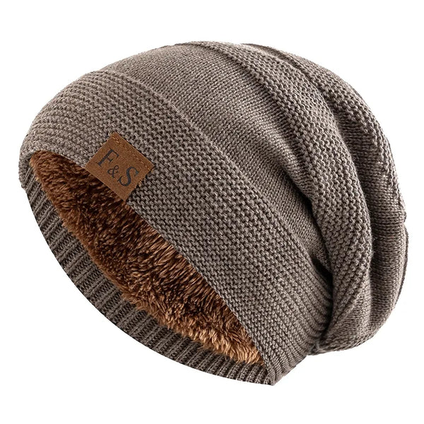 Bonnet tricoté - chapeau slouchy pour femmes avec doublure en peluche