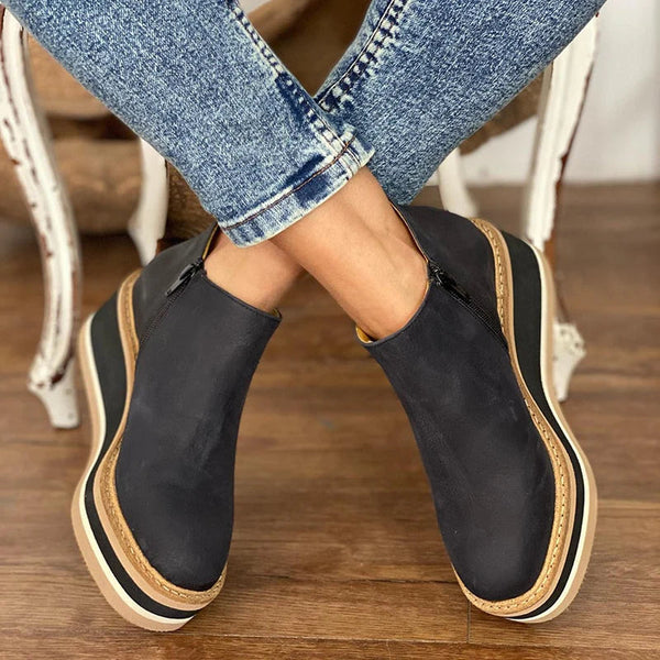 Bottes à talon wedge - élégantes bottines noires pour femmes