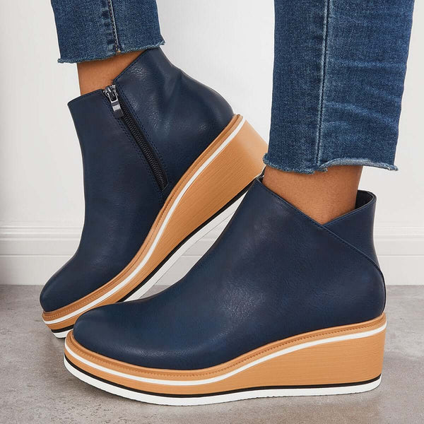 Bottes à talon wedge - élégantes bottines noires pour femmes