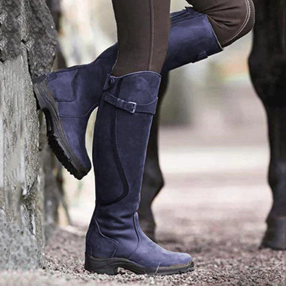 Bottes de équitation en similicuir (PU) pour femmes - chaussure élégante et waterproof