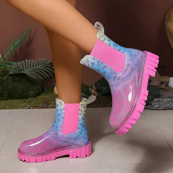 Bottes de pluie en pvc colorées pour femmes - étanches avec semelle épaisse antidérapante