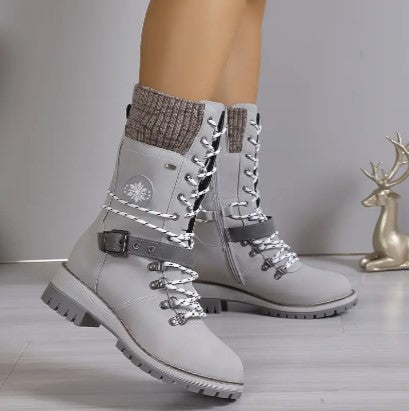 Bottes d'hiver imperméables - bottines à lacets pour femmes