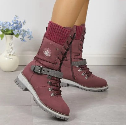 Bottes d'hiver imperméables - bottines à lacets pour femmes