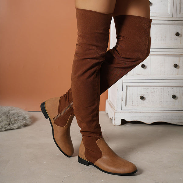 Bottes hautes - chaussures tendance en effet daim pour femmes