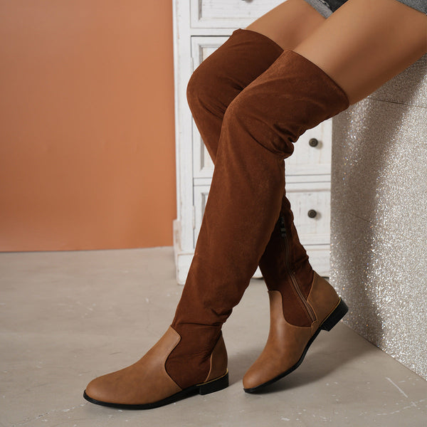 Bottes hautes - chaussures tendance en effet daim pour femmes