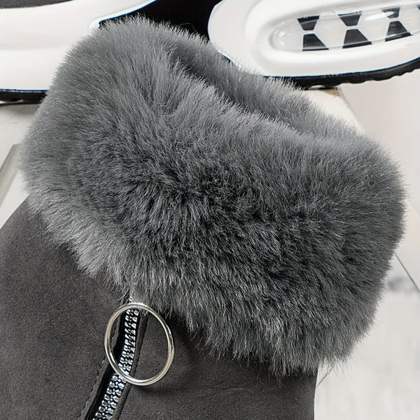 Bottines à talon compensé avec fourrure synthétique - élégantes et tendance