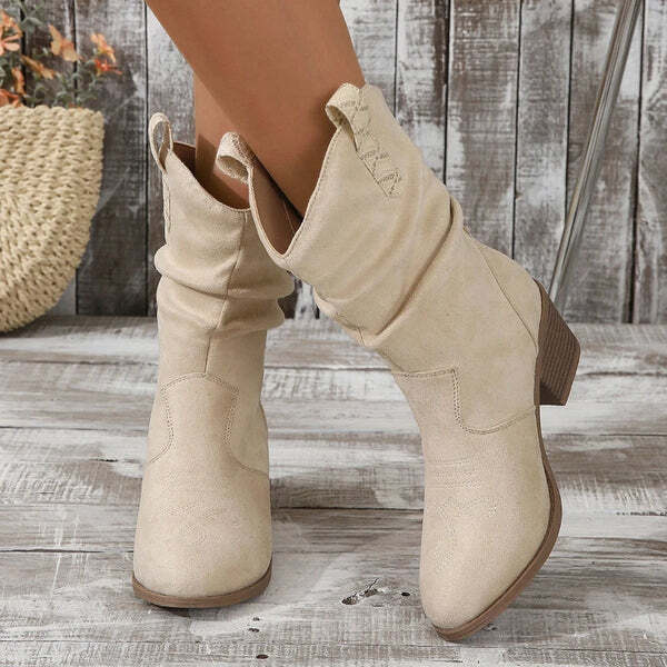 Bottines beiges à enfiler - chaussure tendance pour femmes