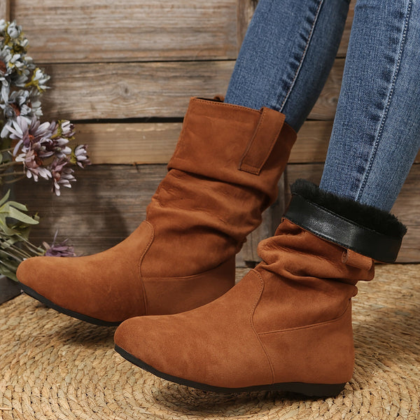 Bottines cozy - bottes en daim pour femmes au style décontracté