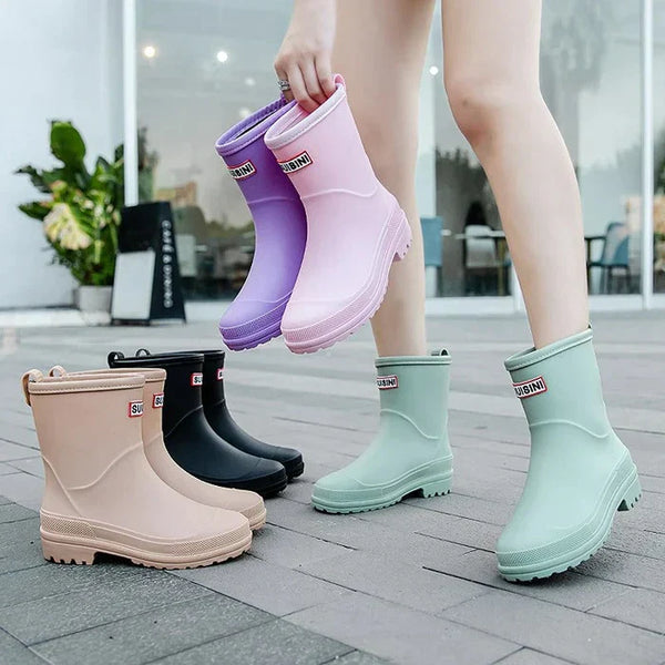 Bottines de pluie étanches - bottes en caoutchouc chic pour femme