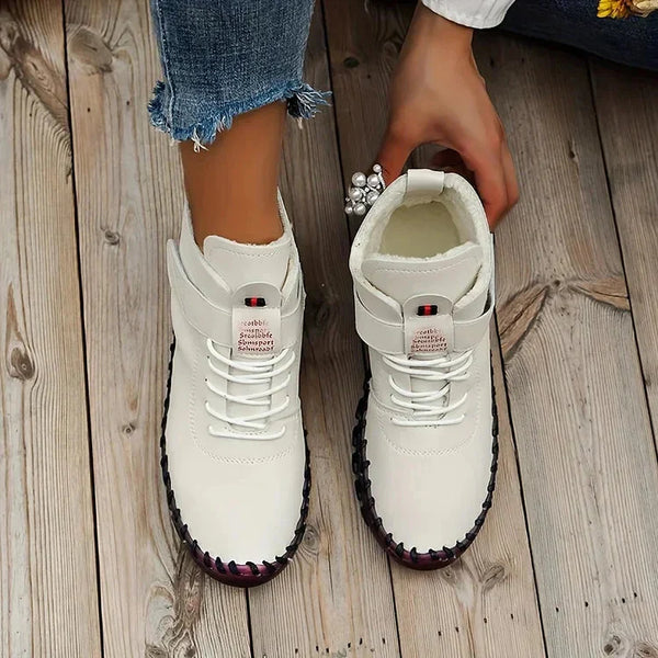 Bottines d'extérieur pour femmes - chaussures en similicuir (PU) douillettes