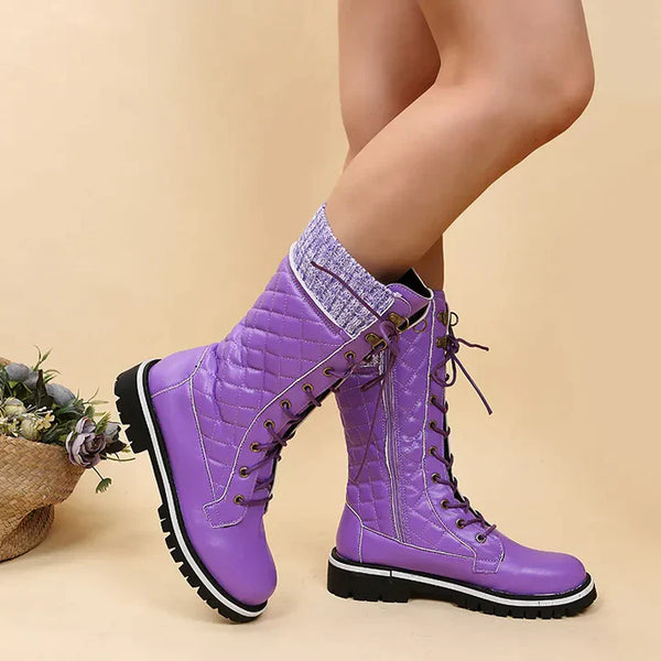 Bottines d'hiver à lacets pour femmes - élégantes en suède noir