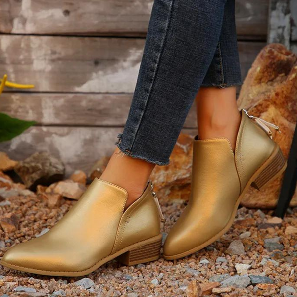 Bottines élégantes - bottines argentées à bout pointu pour femmes