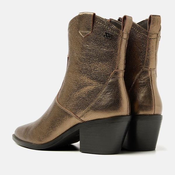 Bottines en similicuir (PU) - bronze métallique style western pour femmes