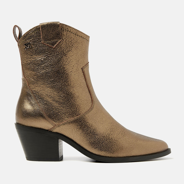 Bottines en similicuir (PU) - bronze métallique style western pour femmes