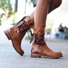 Bottines en cuir marron - élégantes chaussures à lacets pour femmes