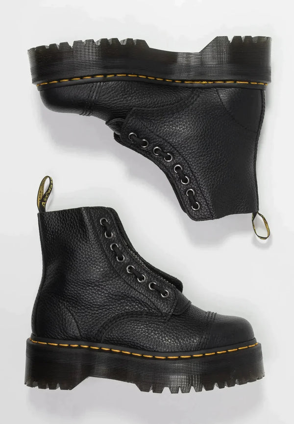 Bottines en similicuir (PU) noir - élégantes avec plateforme et lacets