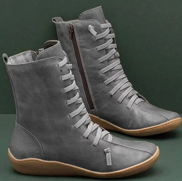 Bottines en cuir pour femmes - chaussures d'hiver tendance à lacets